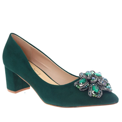 Зелені човники з еко-замші з кристалами від Sabatina