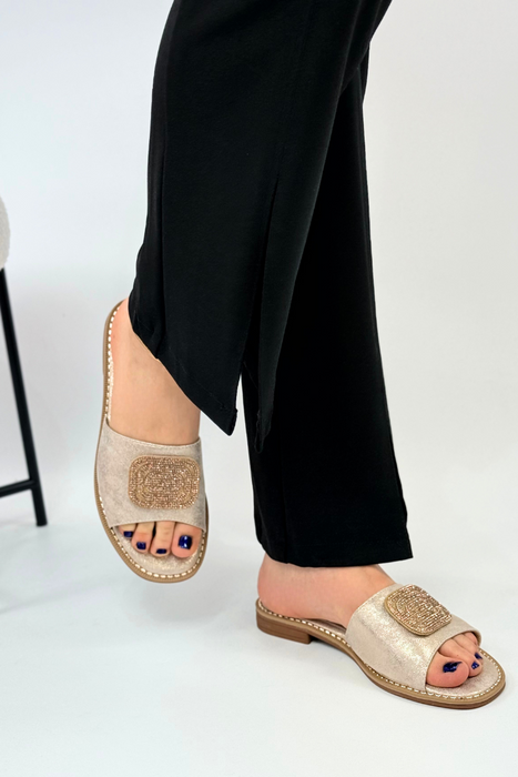 Золоті жіночі шльопанці Potocki