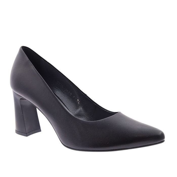 Чорні жіночі шкіряні човники на високому каблуці Kordel