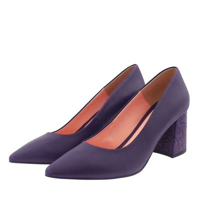 Фіолетові шкіряні човники з блоком Baldaccini