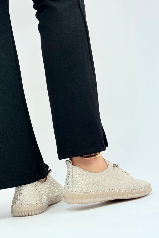 Złote półbuty skórzane płaskie Filippo