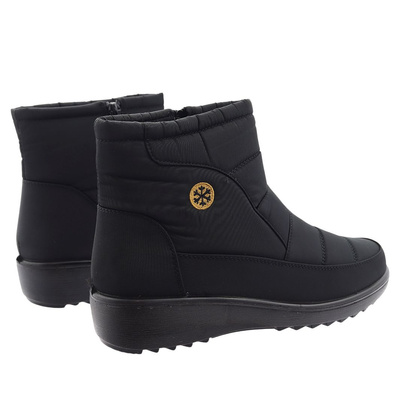 Жіночі чорні короткі снігові черевики на блискавці