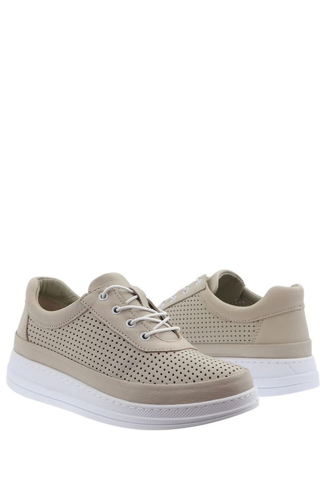 Бежеві шкіряні туфлі на платформі