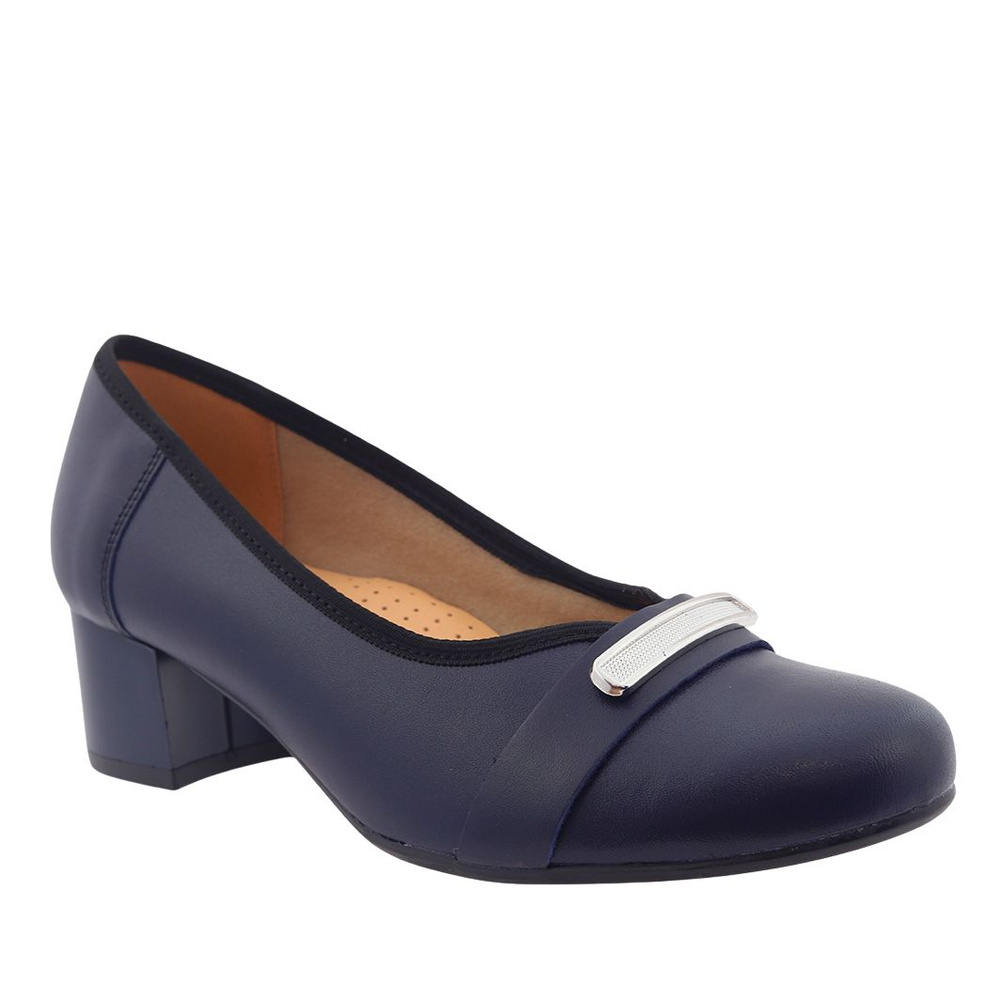 Темно-сині шкіряні туфлі Galant на високих підборах