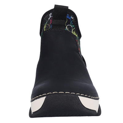 Чорні жіночі ботильйони Rieker з цікавим малюнком на верху