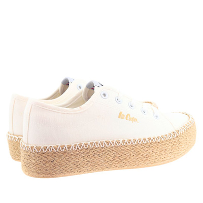 Trampki białe na jutowej platformie Lee Cooper