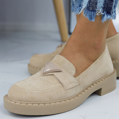 Жіночі бежеві замшеві мокасини Potocki