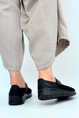 Półbuty materiałowe czarne na rzep