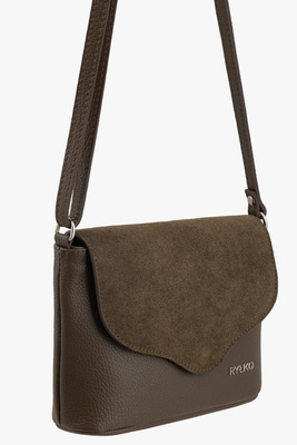 Жіноча бежева шкіряна сумочка з клапаном Ryłko