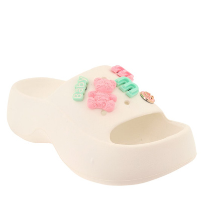 Klapki damskie literki białe