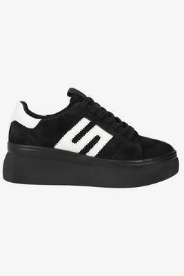 Czarne sneakersy zamszowe na grubej platformie Filippo