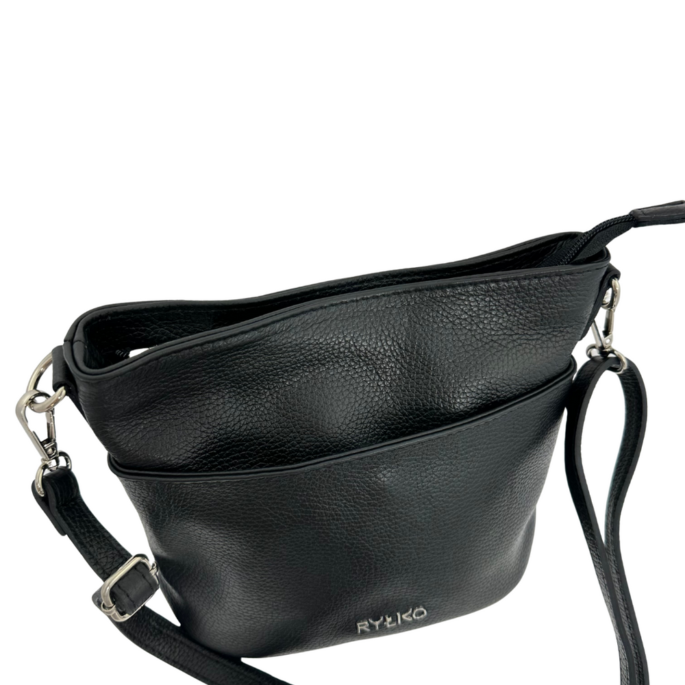 Маленька чорна шкіряна сумка Ryłko