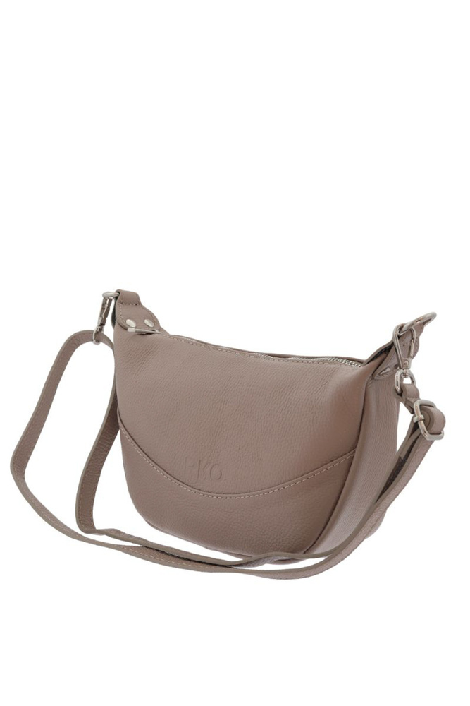 Beżowa torebka crossbody skórzana na zamek Ryłko