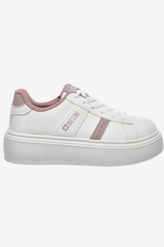 Białe sneakersy sznurowane na grubej platformie z ekoskóry Big Star
