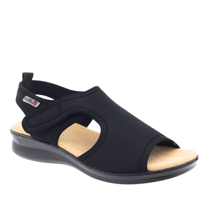 Sandały damskie elastyczne na rzep czarne Evento