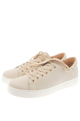 Sneakersy damskie skórzame sznurowane w kolorze kremowym