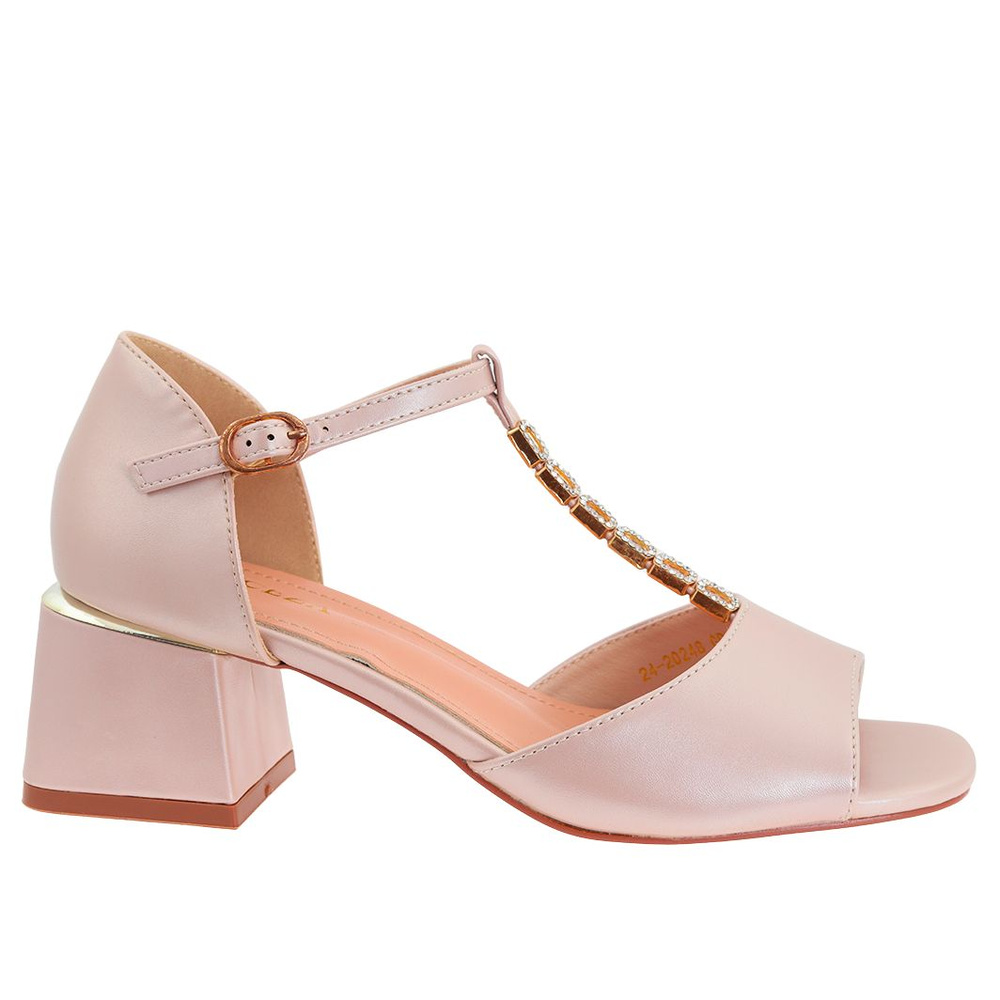 Złote sandały na ozdobnym klocku Vinceza