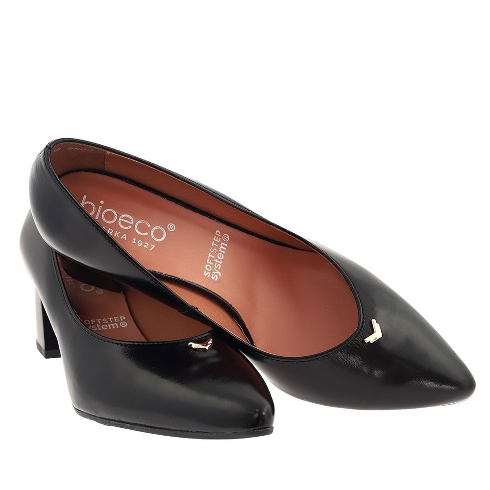 Чорні шкіряні туфлі з блоком Arka Bioeco