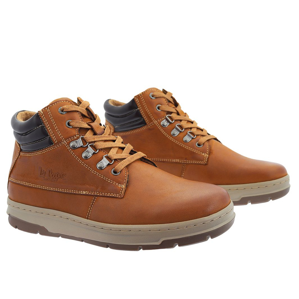 Trzewiki zimowe skórzane męskie ocieplane za kostkę Lee Cooper