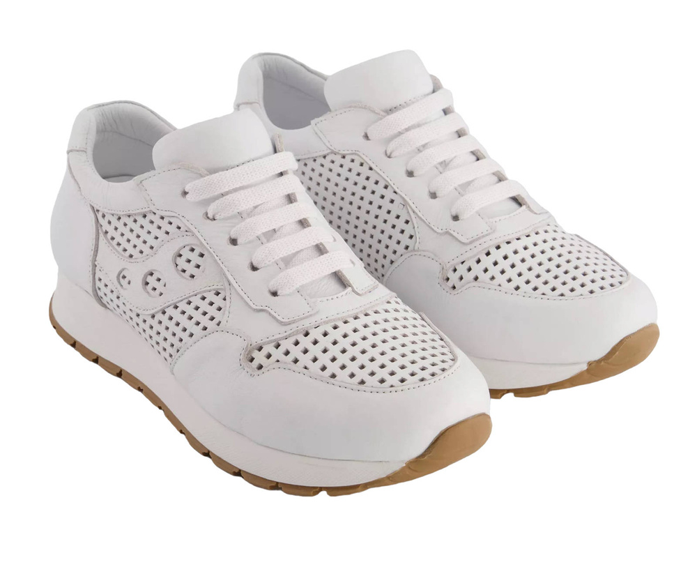 Modne skórzane sneakersy damskie białe Venezia