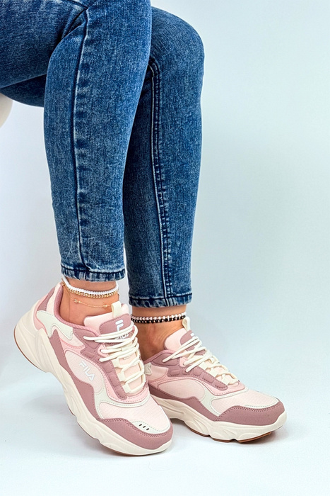 Sneakersy damskie różowe na platformie sznurowane Fila