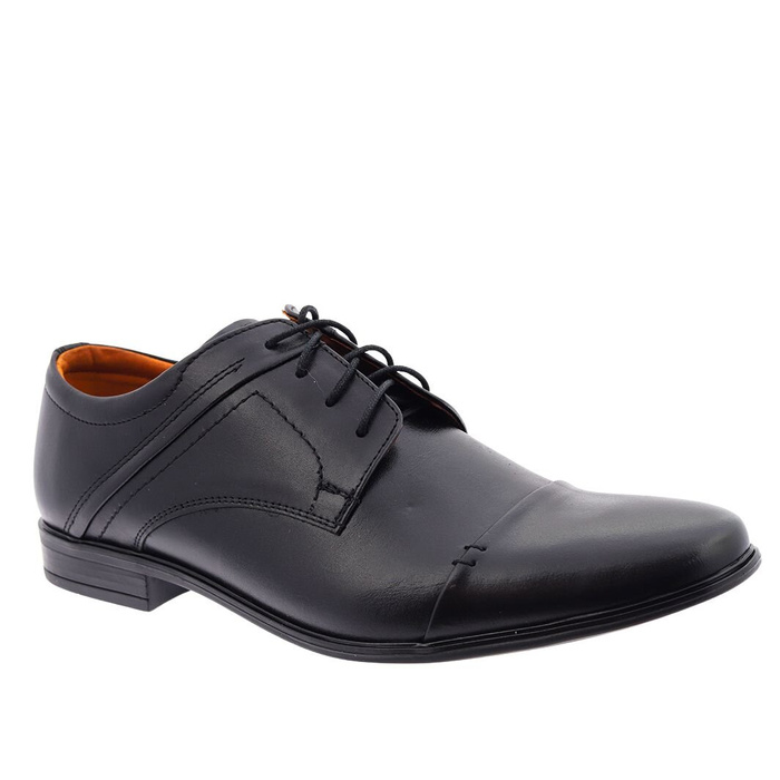 Чоловічі шкіряні парадні туфлі, чорні, на шнурівці