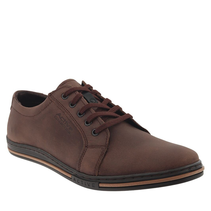 Półbuty sportowe skórzane brązowe Polbut