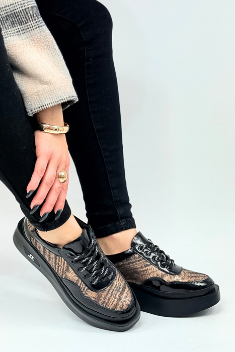 Półbuty damskie skórzane na platformie multicolor