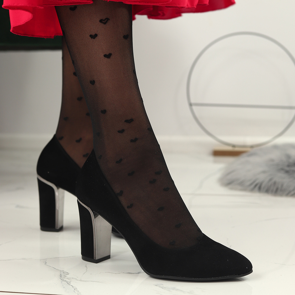 Чорні замшеві туфлі Dantex на високому каблуці