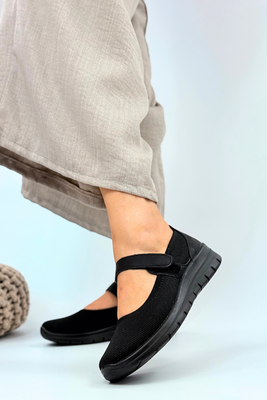 Półbuty materiałowe czarne na rzep