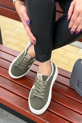 Sneakersy khaki na platformie damskie Big Star