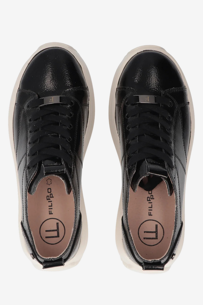 Skórzane lekkie sneakersy na koturnie z platformą Filippo