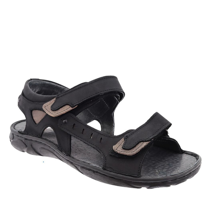 Sandały męskie skórzane na rzep czarne Polbut