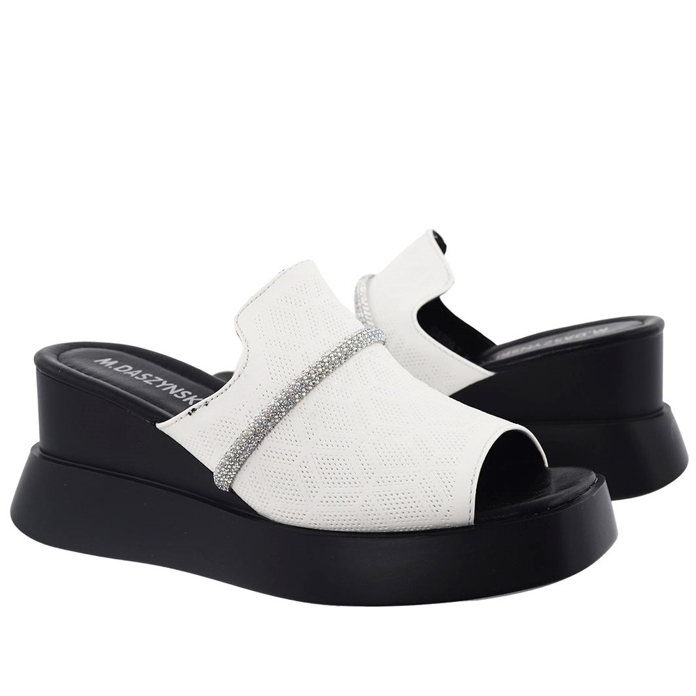 Жіночі білі сабо на танкетці M. Daszyński