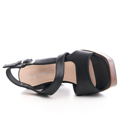 Sandały czarne na drewnianym słupku Sergio Leone