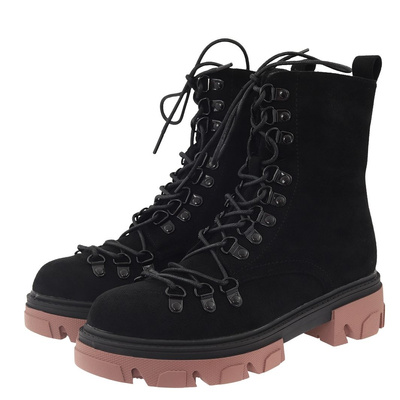 Sznurowane trapery zamszowe czarne Vinceza