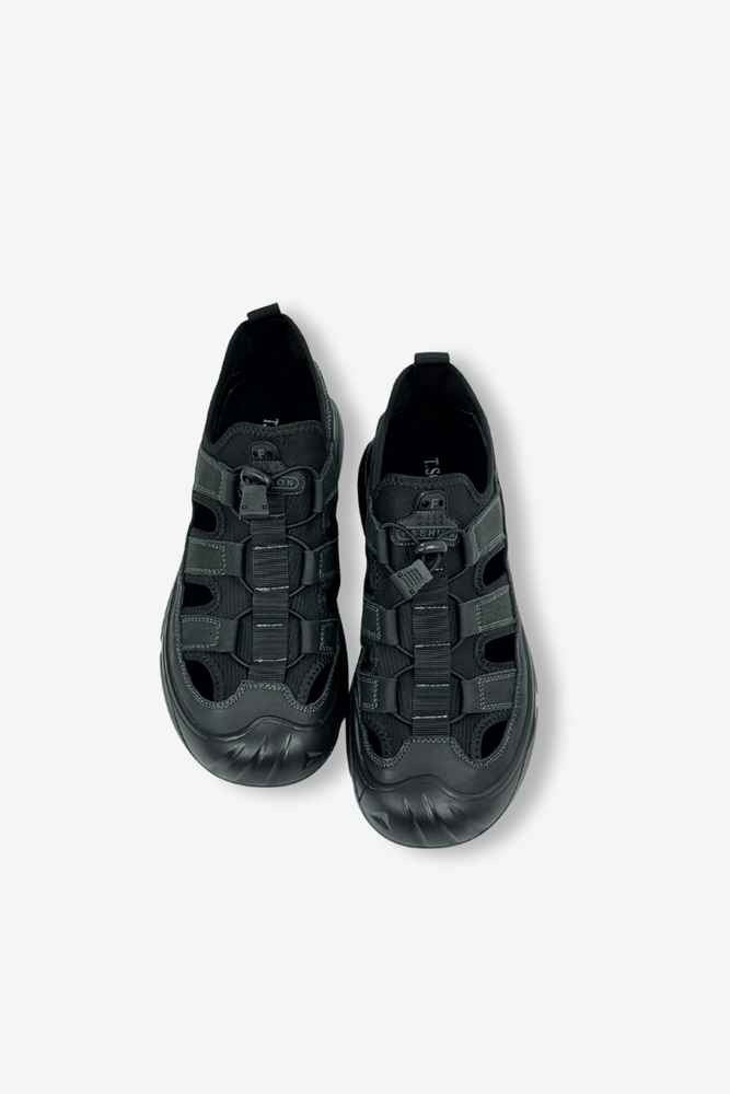 Skórzane sportowe półbuty męskie czarne wsuwane 