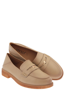 Бежеві мокасини сліпони з декором