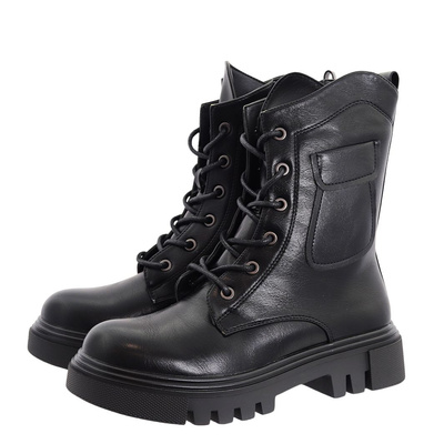 Чоботи жіночі чорні на шнурівці M. Daszyński