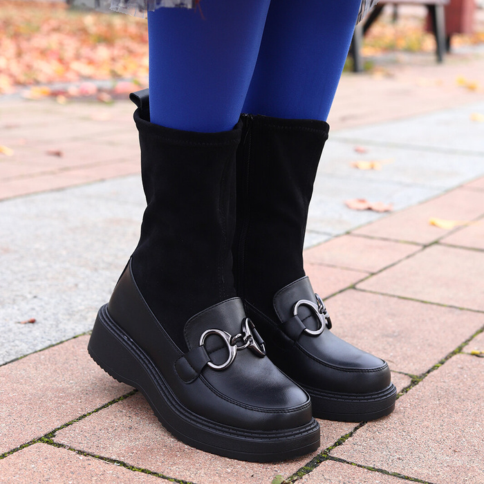 Botki czarne na platformie Sabatina