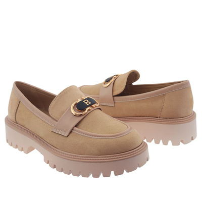 Бежеві замшеві мокасини на платформі Potocki