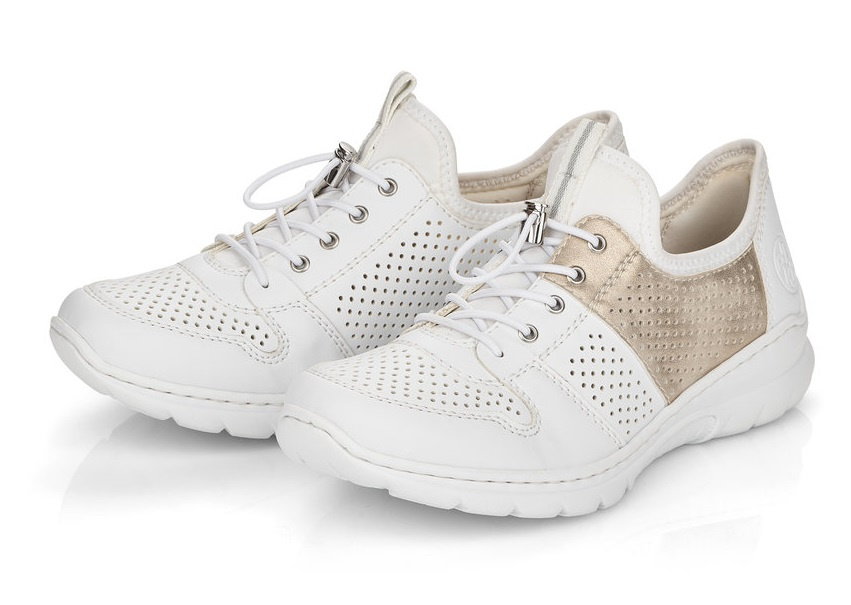 Półbuty Rieker L3254-80 biało - beżowe