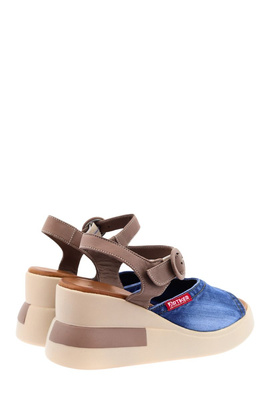 Damskie sandały jeansowe na koturnie Polskie