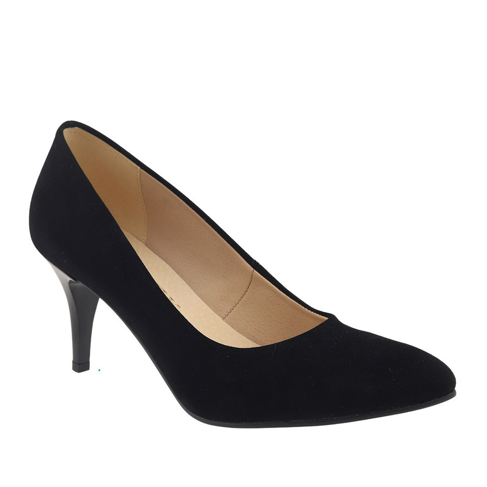 Czarne zamszowe szpilki czółenka