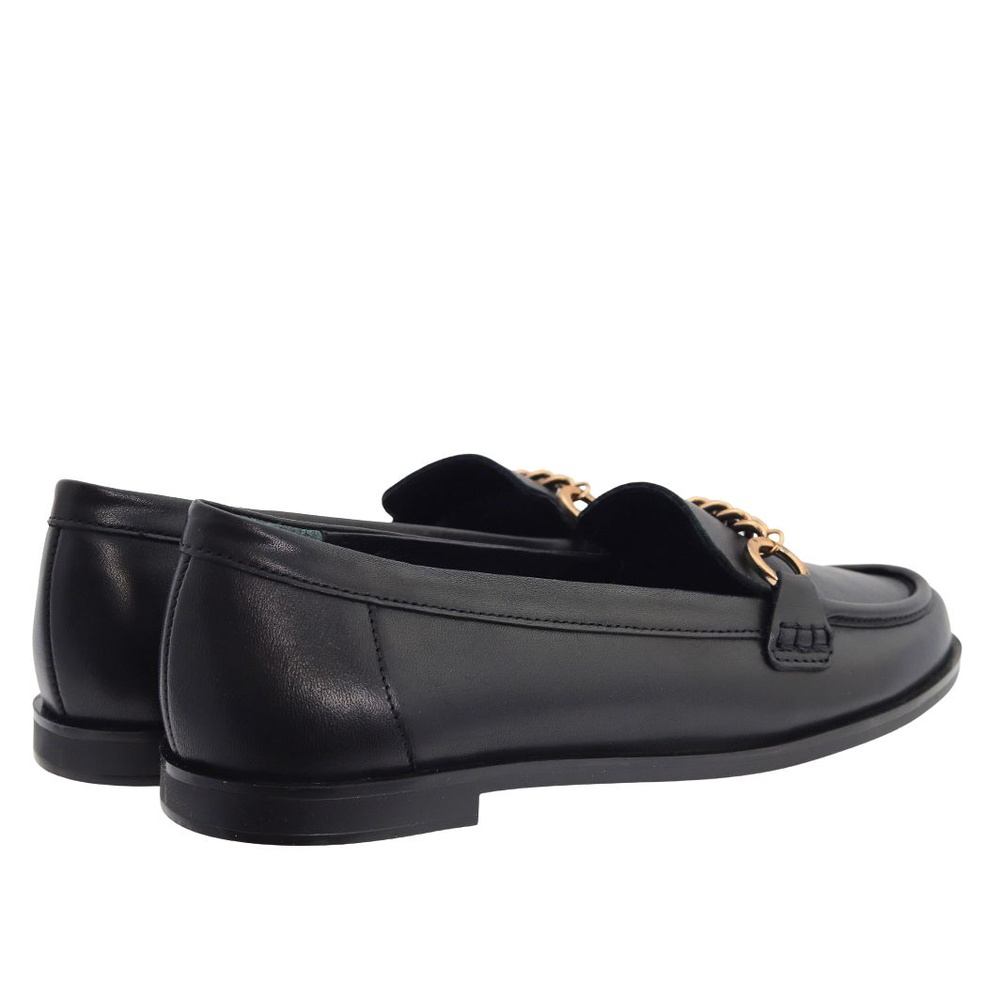 Шкіряні мокасини чорного кольору з зернистим ланцюжком Ryłko