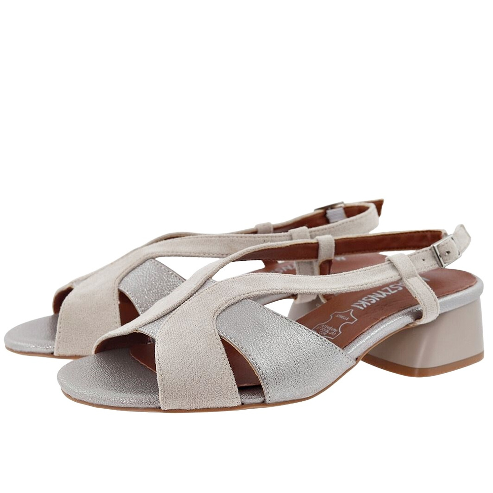 Beżowe sandały na obcasie M. Daszyński