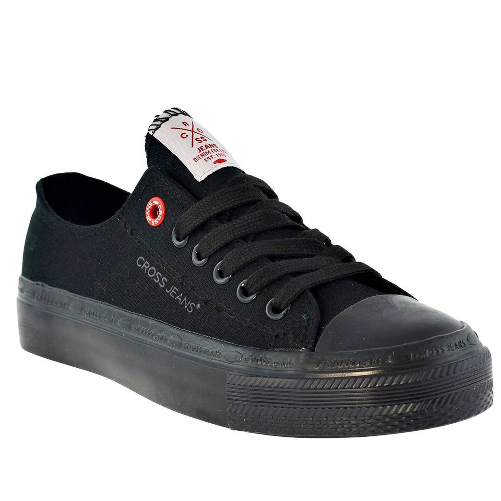Modne niskie trampki czarne sznurowane Cross Jeans