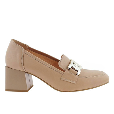 Класичні бежеві шкіряні човники на підборах Gamis