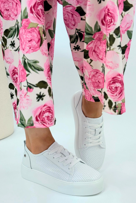 Білі шкіряні кросівки на товстій платформі Filippo