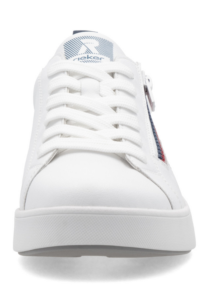 Białe skórzane półbuty damskie Rieker sznurowane